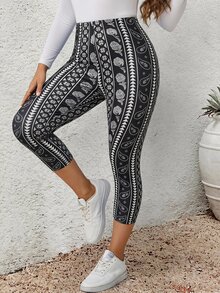 EMERY ROSE Plus Paisley Print Leggings Fall Clothes For Women  Fall Winter 2026 - Multicolor - View 2