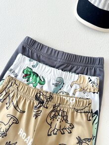 SHEIN Playful Pals 幼兒男童 6 件套貼身寬鬆套裝，可愛卡通恐龍與條紋印花軟針織長袖上衣與鬆緊腰長褲休閒套裝 - 彩色 - 查看 5