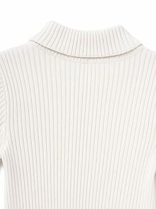 Modelyn Women's Gentle Faux Pearl Button Sweater And Versatile Wide Leg Pants Set - White - View 5