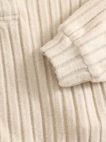 SHEIN 2pcs Baby Boy Autumn/Winter Casual Cute Knitted Apricot Simple Polo Collar Sweatshirt & Pants Set, 2-Piece Outfit, Infant Set, Polo Set, Sweatshirt Set - Multicolor - View 5