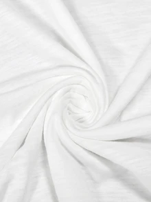 SHEIN LUNE Camiseta con bordado con ojal ribete en abanico - Blanco - Ver 8