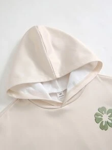 2件組青少年男孩寬鬆休閒街頭風印花連帽衛衣長袖上衣與寬腿印花長褲套裝，適合日常通勤、休閒、度假、姐妹聚會、街拍 - 杏色 - 查看 6