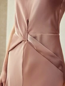 MOTF PREMIUM ELEGANT TWIST WAIST FITTED DRESS, SPRING/SUMMER - Dusty Pink - View 3
