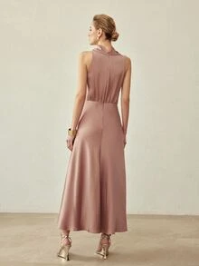 MOTF PREMIUM ELEGANT TWIST WAIST FITTED DRESS, SPRING/SUMMER - Dusty Pink - View 6