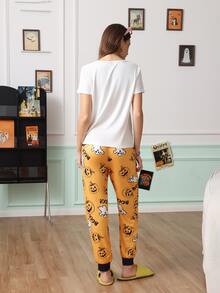 Chillnights Set Piyama Wanita Motif Hantu Halloween Muda yang Lucu dan Menyenangkan - MultiWarna - View 4