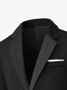 Manfinity Mode Men's Black Notch Lapel Slim Fit Business Suit Jacket And Trousers Set - Black - View 5