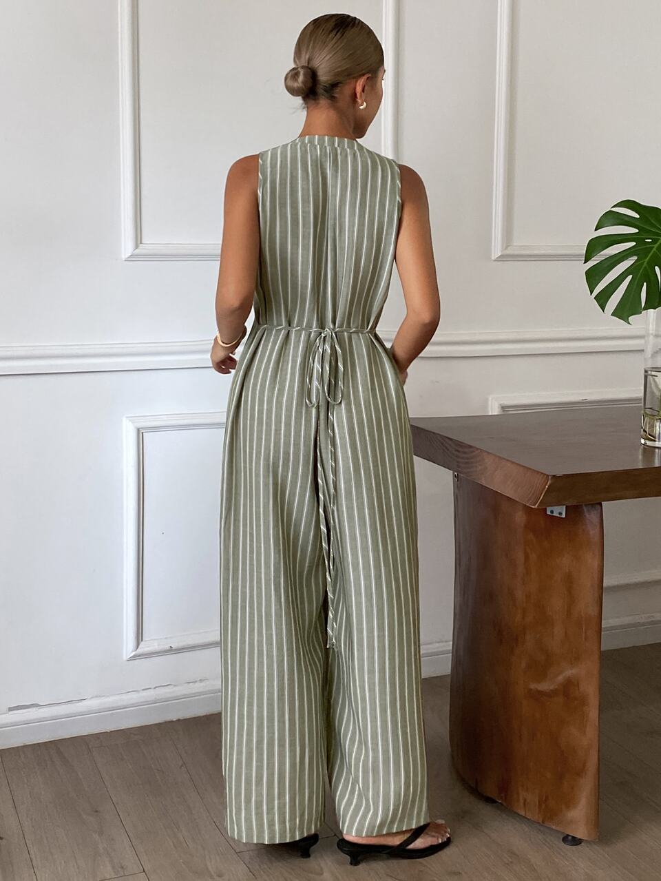 Summer Vacation Striped Loose Fit Women's Loungewear Jumpsuit
