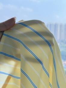 SHEIN 少女三件套：条纹长袖衬衫、印花长裤和吊带背心，适合春秋季穿着 - 黃色 - 查看 10
