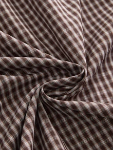 Sweetness Women's Short Sleeve Peter Pan Collar Bow Plaid Mini Dress - Brown - View 4
