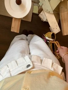 DAZY 休閒百搭純色寬腿牛仔褲 秋季 - 白色 - 查看 3