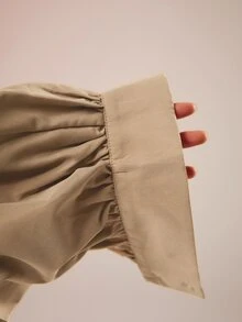 COSMINA Women's Solid Color Pleated Casual Versatile Daily Lantern Pants - Khaki - View 4