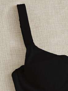Elavelle Summer Beach Rib Bikini Set Underwire Bra & High Cut Bottom 2 Piece Bathing Suit - Black - View 7