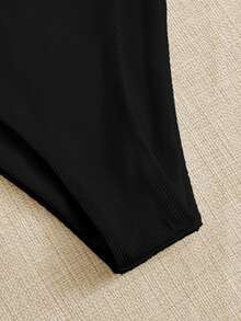 Elavelle Summer Beach Rib Bikini Set Underwire Bra & High Cut Bottom 2 Piece Bathing Suit - Black - View 9