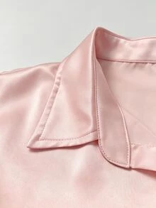 RosyDaze Women's Solid Color Single-Breasted Casual Versatile Everyday Shirt - Pink - View 5