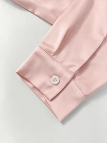 RosyDaze Women's Solid Color Single-Breasted Casual Versatile Everyday Shirt - Pink - View 6