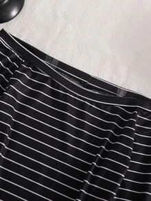 SHEIN Girls' Vintage Off-Shoulder Long Sleeve Top, Striped Pattern Fitted T-Shirt, Fashionable Versatile Striped Retro Y2K Style Suitable For Back To School, Holiday Gifts, Spring, Summer - Multicolor - View 6