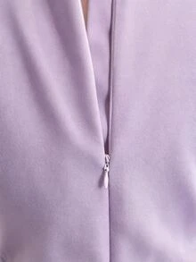 SHEIN 青少年女孩綠色掛脖雪紡不對稱大裙擺優雅洋裝，輕盈柔軟面料，適合度假、畢業、返校、婚禮季、各種舞會與正式場合 - 紫色 - 查看 6