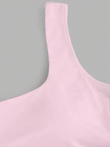 Sweetra 女士纯色简约休闲修身吊带背心 - 粉色 - 查看 5