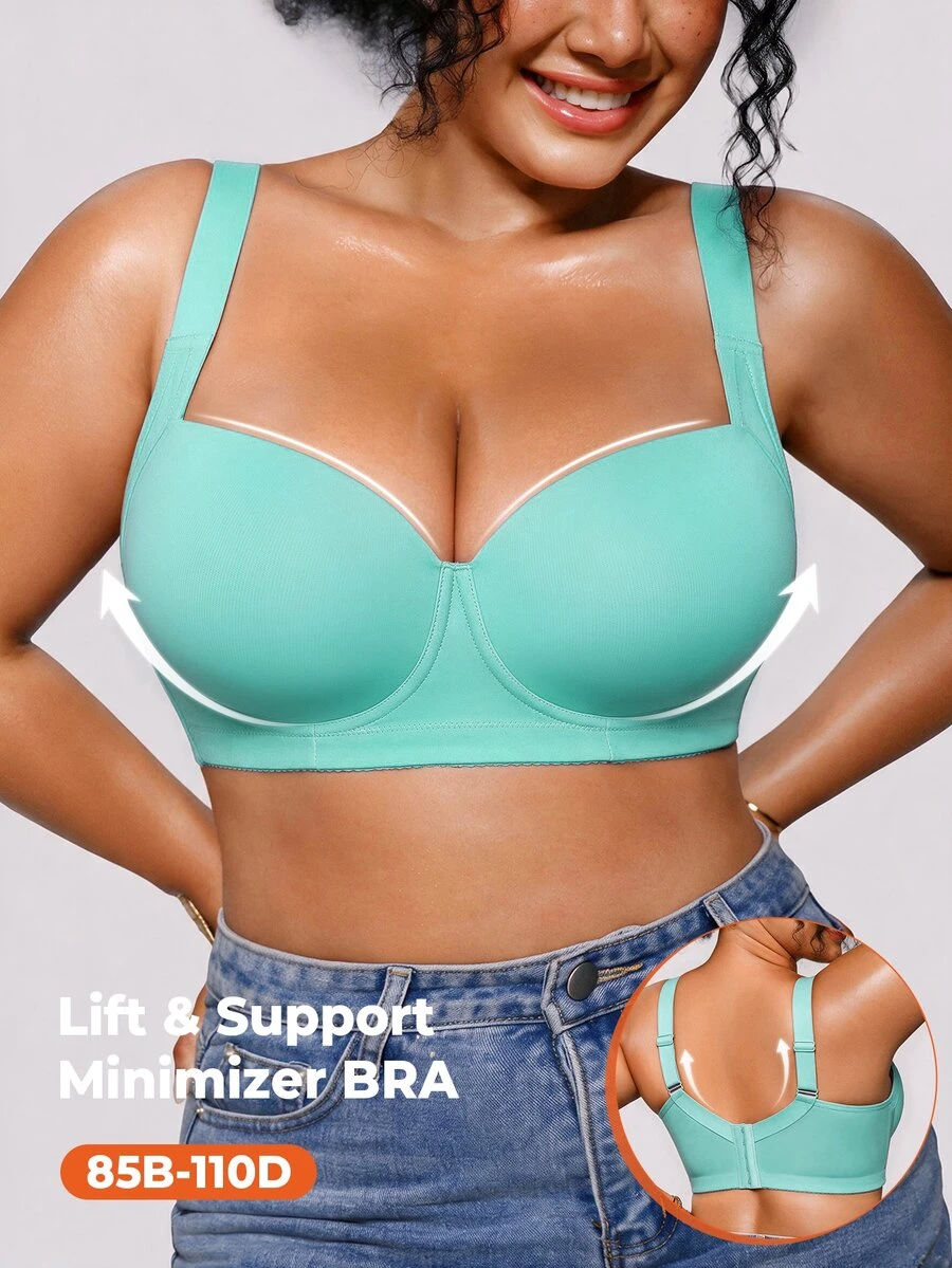 Bareli Dear Daily Casual Plus Size Comfortable Seamless Smooth Push-Up Adjustable Underwire Bra, 1pc - Mint Blue - View 1