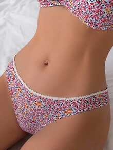 SHEIN Swim 女士碎花细肩带比基尼套装，适合海滩/夏季，随机印花 - 彩色 - 查看 6