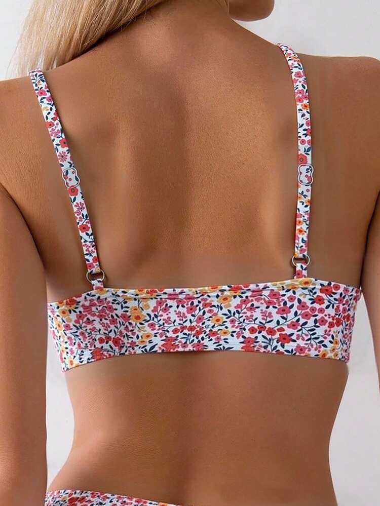 SHEIN Swim Women Ditsy Floral Spaghetti Strap Bikini Set For Beach/Summer, Random Print Birthday Holiday - Multicolor - View 7