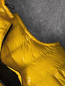 Manfinity EMRG Men's Solid Color Hooded Casual Daily Travel Cotton Padded Vest, Padded Coat - Yellow - View 4
