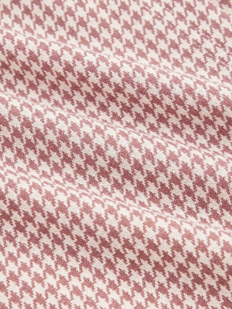 SHEIN MOD Plus Size Women's Houndstooth Button Wrap Skirt, Spring/Autumn Fall Office Evening Formal Dusty Pink Elegant - Pink - View 6