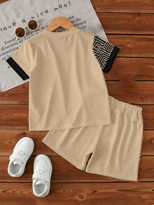 Baby Boy Round Neck Colorblock Knight Print Short Sleeve T-Shirt And Shorts Casual Daily Outfit - Multicolor - View 2