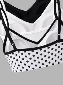SHEIN 少女款針織純色波點細肩帶內衣3件組 - 彩色 - 查看 5