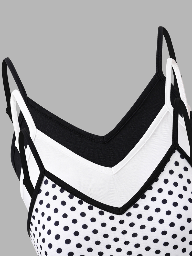 SHEIN Tween Girl Tween Girl Knit Solid Color Polka Dot Camisole Bra 3pcs Pieces Set - Multicolor - View 3