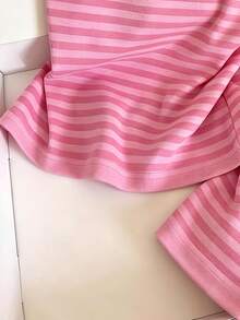 Teen Girl Striped Print Lettuce Trim Cami Top & Shorts PJ Set - Multicolor - View 7
