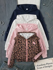 SHEIN Tween Girl 2件組女童秋冬衛衣 - 彩色 - 查看 1