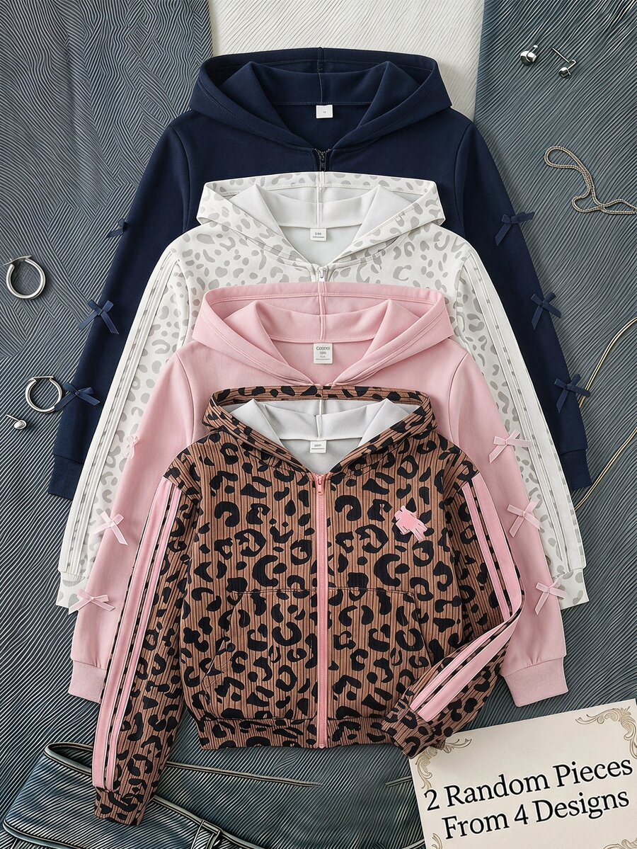 SHEIN Tween Girl 2件組女童秋冬衛衣 - 彩色 - 查看 1