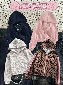 SHEIN Tween Girl 2件組女童秋冬衛衣 - 彩色 - 查看 10