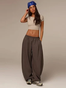Athîral Áo thun thể thao nữ Activina tay ngắn thiết kế xoắn hở lưng, phong cách athleisure Ralphlauren Old Money, mặc chạy bộ tập gym, màu trắng, mùa hè, mọi mùa - Màu Khaki - Xem 3