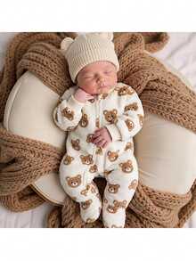 Loomiva Newborn Baby Girl Cute Casual Plush Cartoon Pattern Long Sleeve Loungewear Autumn - Multicolor - View 8