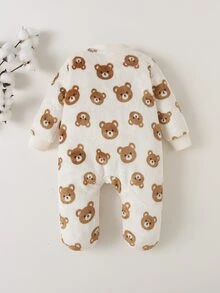 Loomiva Newborn Baby Girl Cute Casual Plush Cartoon Pattern Long Sleeve Loungewear Autumn - Multicolor - View 3
