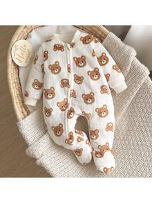 Loomiva Newborn Baby Girl Cute Casual Plush Cartoon Pattern Long Sleeve Loungewear Autumn - Multicolor - View 2