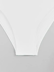 Swim Basics Summer Beach Women's Solid Color Ruched Halter One-Piece Swimsuit - White - View 8