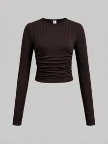 SHEIN Tween女孩簡約休閒三件套，百搭日常長袖T恤上衣，適合四季穿著，秋冬款 - 彩色 - 查看 3