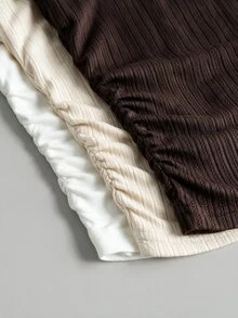 SHEIN Tween女孩簡約休閒三件套，百搭日常長袖T恤上衣，適合四季穿著，秋冬款 - 彩色 - 查看 6