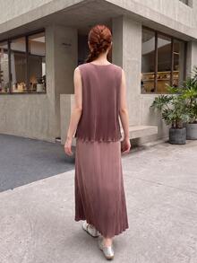 Zaforene Women's Summer Elegant Tank Top & Skirt 2 Pieces Set - Multicolor - View 7