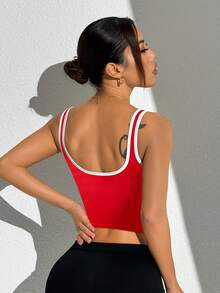 Slayform Slayform Sporty Contrast Trim Minimalist Tank Top, Suitable For Summer - Red - View 4