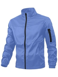 Manfinity Homme Men Zip Up Windbreaker Jacket - Blue - View 1