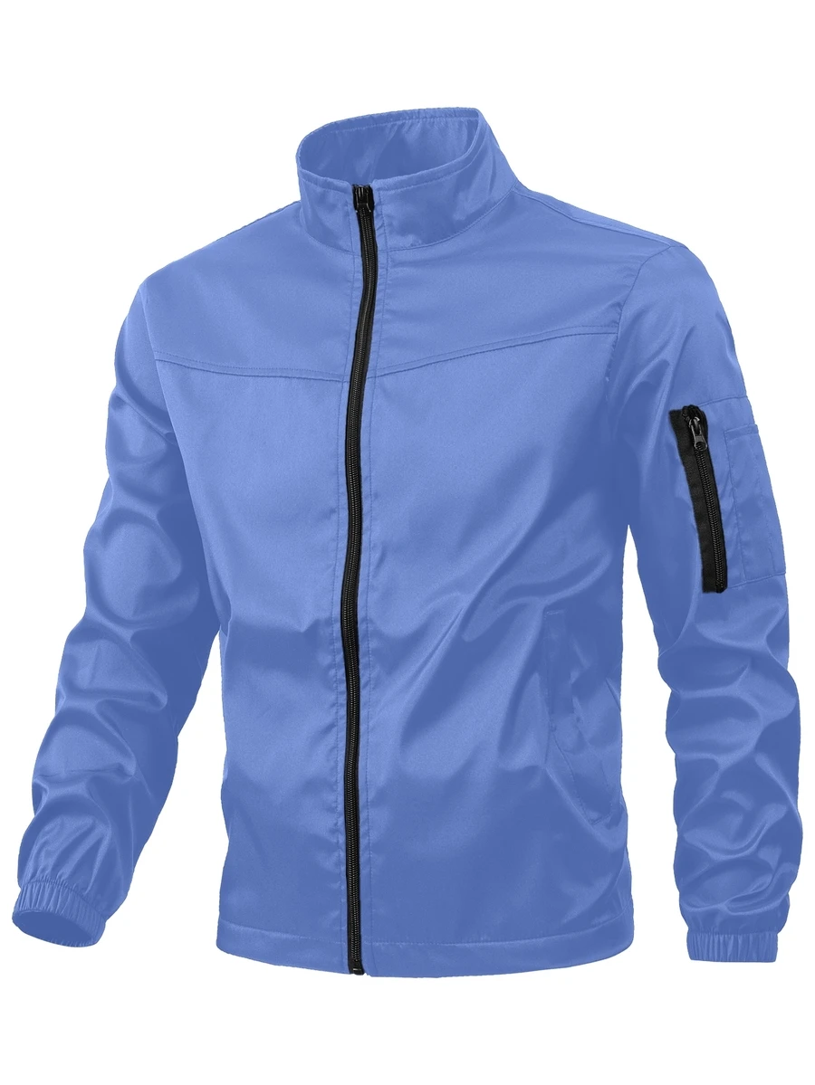 Manfinity Homme Men Zip Up Windbreaker Jacket - Blue - View 1