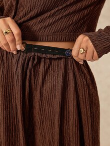 Boho Mama Maternity Crew Neck Long Sleeve Top And Long Skirt 2 Pieces Set Photoshoot Winter Casual Fall - Brown - View 10