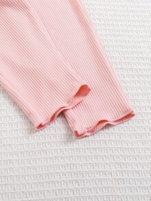 SHEIN Vintaside Kids 3件組幼女連帽褲套裝，甜美可愛奶油粉豹紋蝴蝶結羅紋長袖連帽款，適合生日派對、秋季、萬聖節、聖誕節，附髮箍 - 彩色 - 查看 9