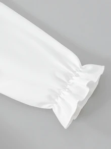 SHEIN Elladie kids 女童學院風蕾絲刺繡大領設計精緻玫瑰金雙排扣泡泡袖長袖百褶下擺洋裝，適合日常通勤休閒返校季 - 卡其色 - 查看 4