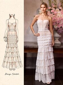 MOTF Soiréza LACE OVERLAY LAYERED RUFFLE HEM ELEGANT PARTY COCKTAIL DRESS, SPRING/SUMMER - White - View 2