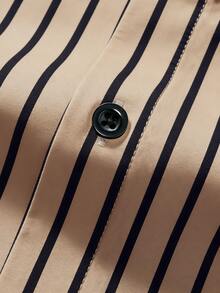 Manfinity Mode Men's Business Casual Long Sleeve Striped Shirt, Formal, Ceremony - Khaki - View 6